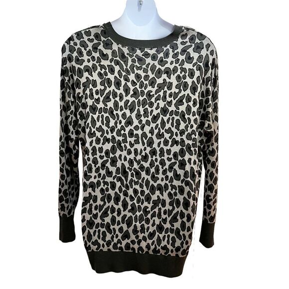 Isaac Mizrahi Lounge Grey Leopard Sweater XXL NWT - Picture 7 of 14